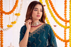 Designer Mustard Teal Blue Party Wear Georgette Saree with Sequin Embroidery (Copy) (Copy)