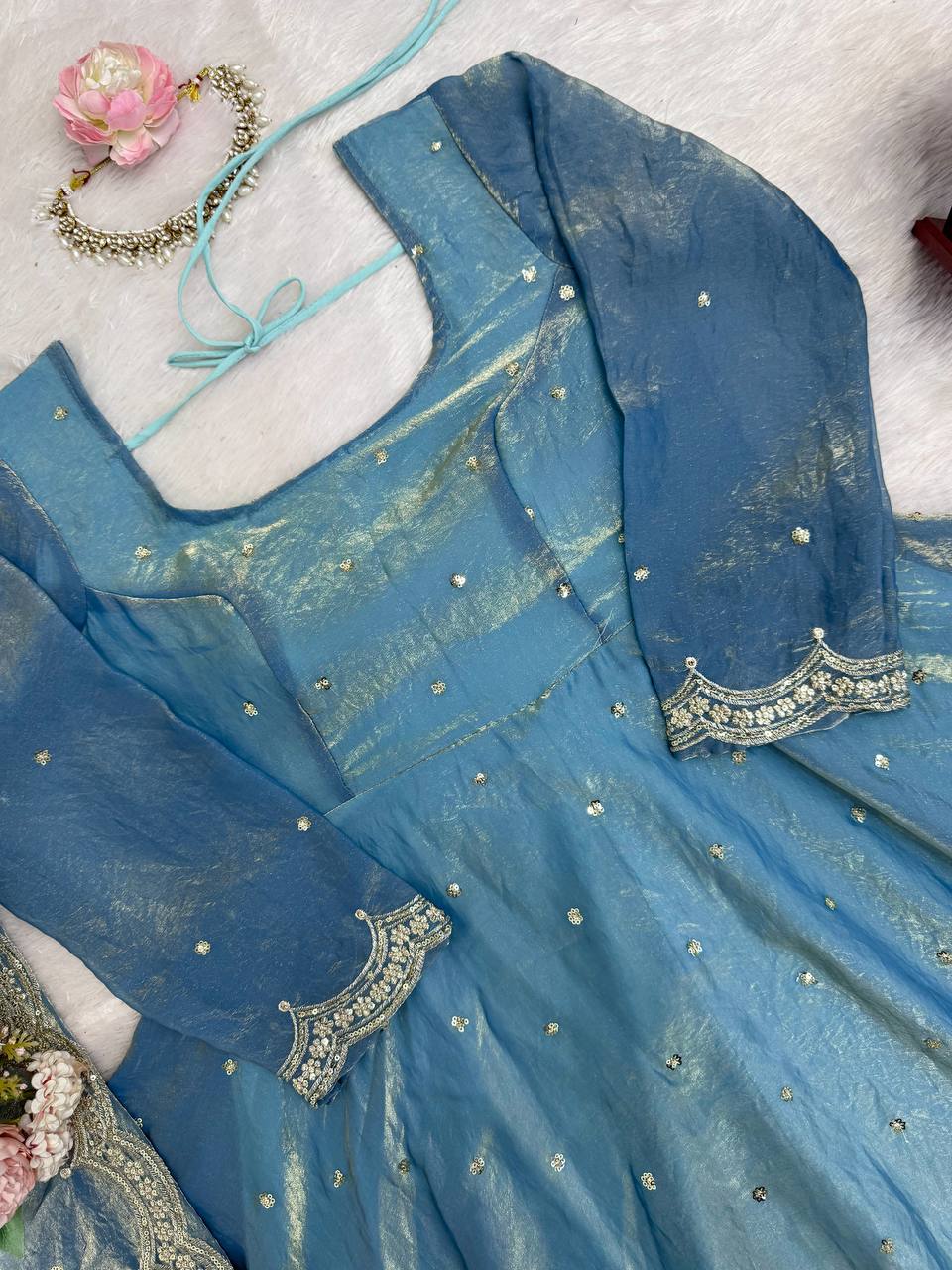Beautiful Fendy Silk Thread With Sequence Work Gown