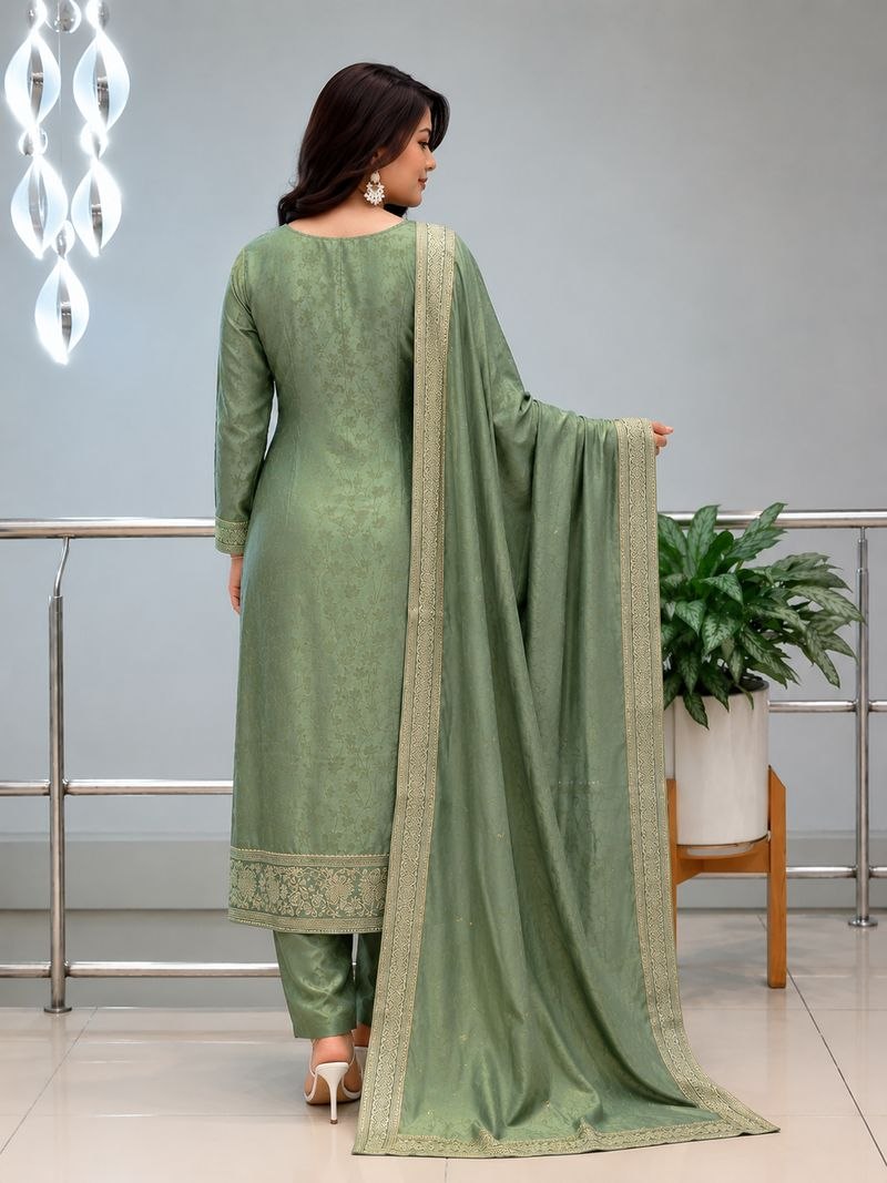 NEW ARRIVALS Special PURE MALAY GLASS TISSUE WITH KANJIVARAM HANDK WORK NACK 3 piece Set collection is Arrived