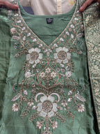 NEW ARRIVALS Special PURE MALAY GLASS TISSUE WITH KANJIVARAM HANDK WORK NACK 3 piece Set collection is Arrived